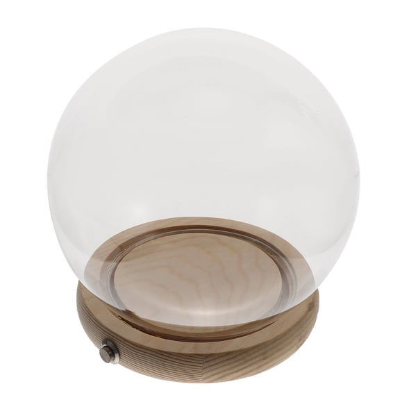Beaupretty 1Set Glowing Glass Dome with Wooden Base for Decorative Eternal Flower Display