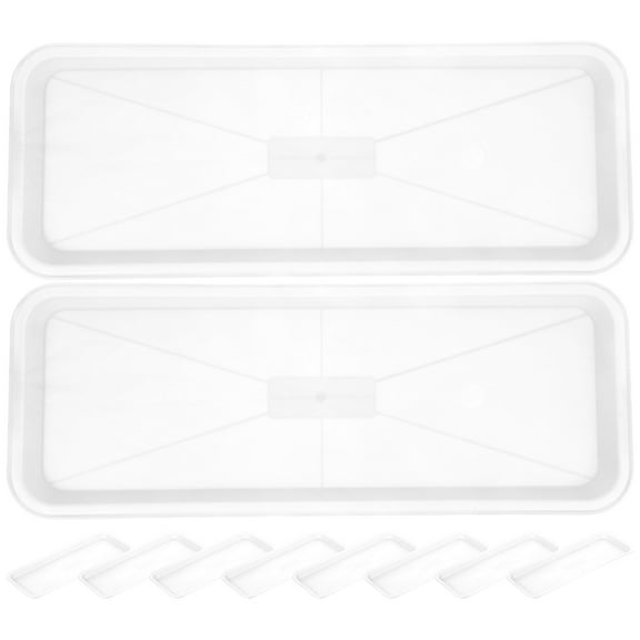 Beaupretty 10Pcs White Plastic Plant Drainage Trays Rectangular Reusable Saucers for Home Plants