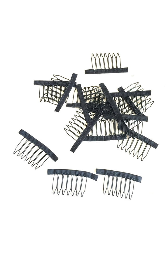 10Pcs Steel Tooth Wig Clips Black for Lace Caps and Salon Decoration