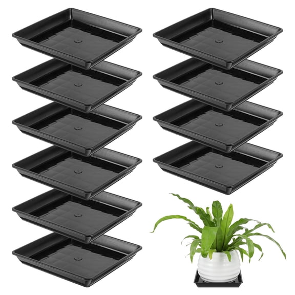 Beaupretty 10PCS Trays for Plants Resin Tray Black for Flower Pot Mat Indoor Outdoor