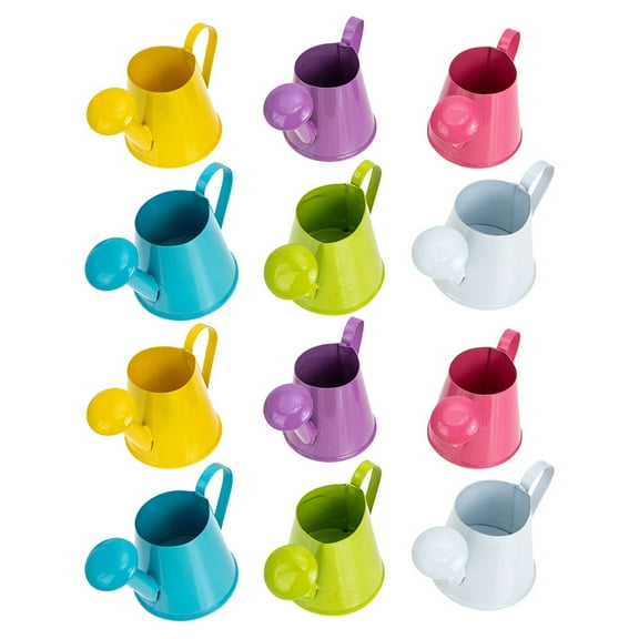 Beaupretty Small Metal Watering Can Assorted Color for Indoor Decor 12Pcs
