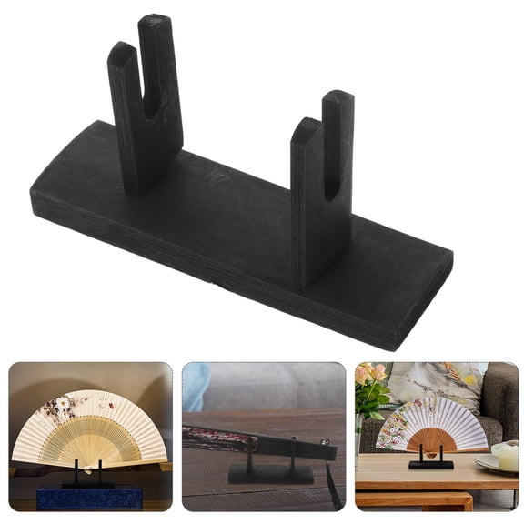 Beaupretty 1Pc Japanese Fan Storage Rack Wooden Fan Holder Black for Home and Gallery Display