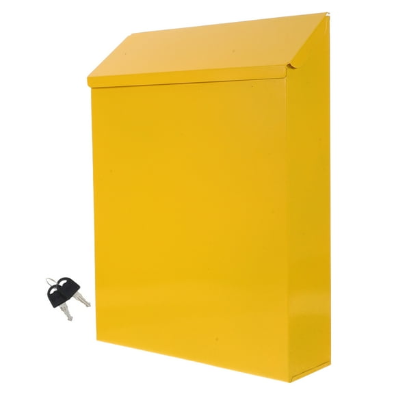 Beaupretty Yellow Iron Mailbox European Style Decorative Post Box for Storage Use 1Pc