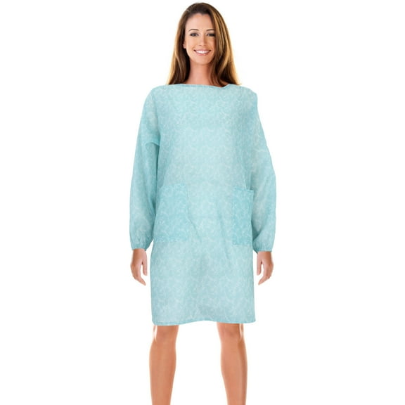 Beaupretty 1Pc Blue Waterproof Apron with Sleeve Durable Polyester Cooking Apron for Kitchen