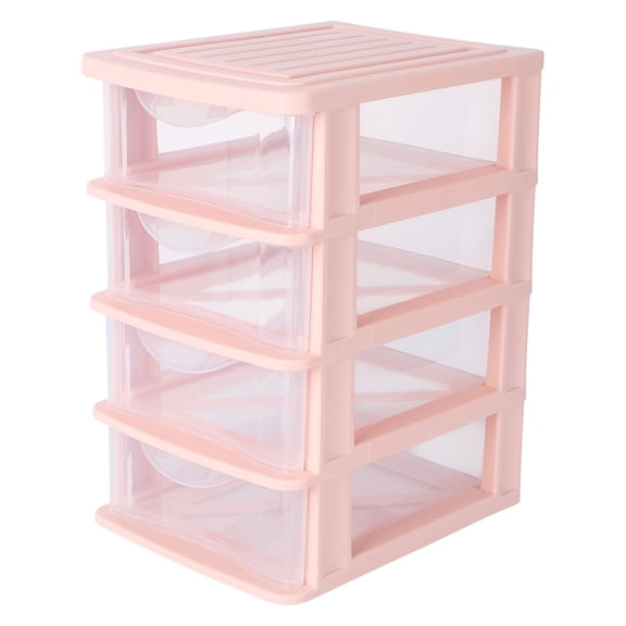 Beaupretty Transparent Pink Desktop Organizer Box for Cosmetics and Small Items 1Pc