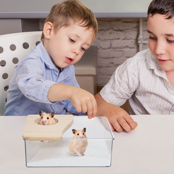 Beaupretty Acrylic Hamster Sand Bath Box Transparent Pet Bathtub for Small Pets Toilet