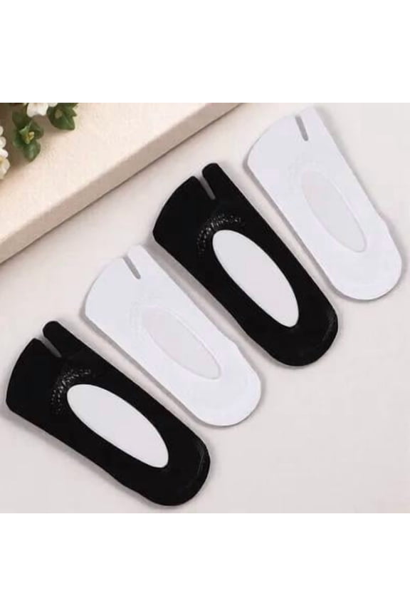2 Pairs Women Toes Socks White Nylon Practical Split Toe Design Daily Wear