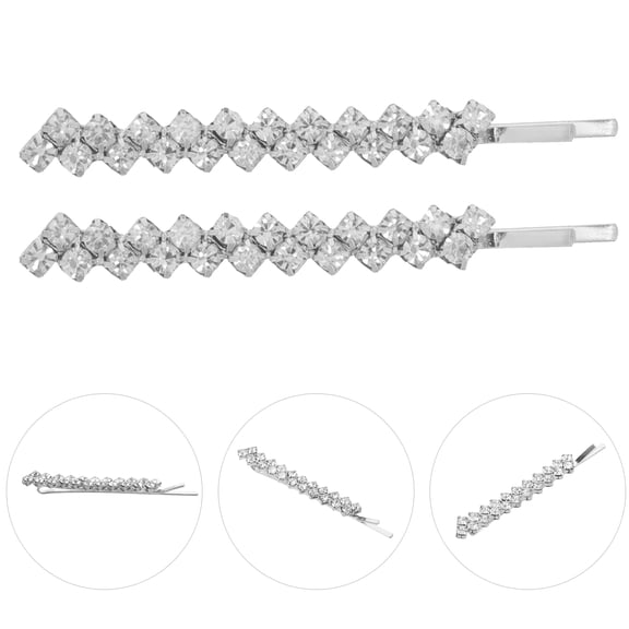 Beaupretty 2 Pairs Cute Bobby Pins Silver Rhinestone for Women Hair Decoration