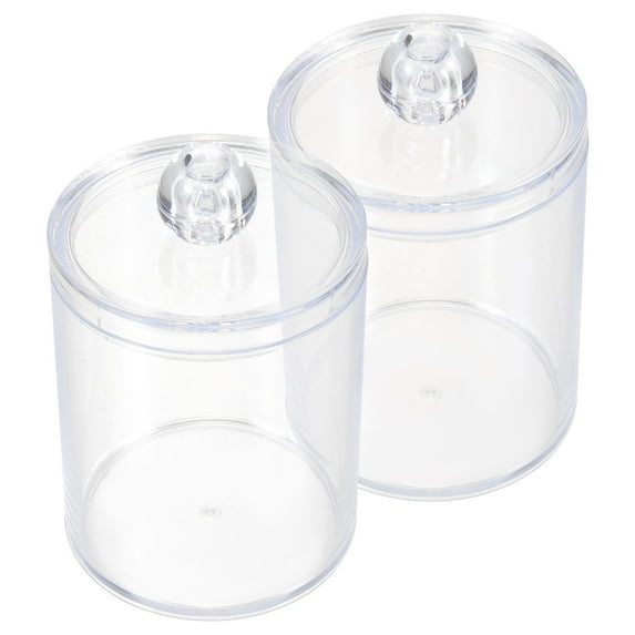 Beaupretty 2Pcs Acrylic Makeup Cotton Pad Storage Box Transparent Organizer with Lid Home Use