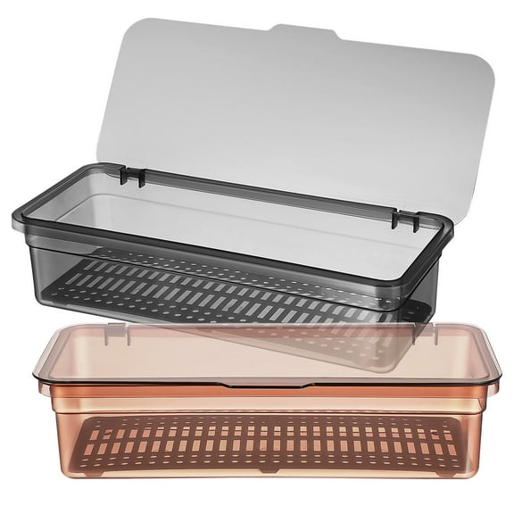 Beaupretty 2 Pcs Storage for Utensils with Lid Plastic Container for Kitchen Cabinets