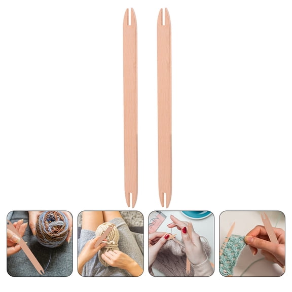 Beaupretty 2Pcs Natural Wooden Knitting Shuttles Weaving Sticks for Scarf and Sweater Projects