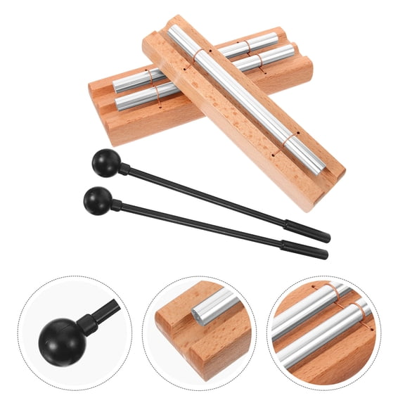 Beaupretty Percussion Mallets Wood Metal Hand Chimes 2 Sets with Rod Shape for