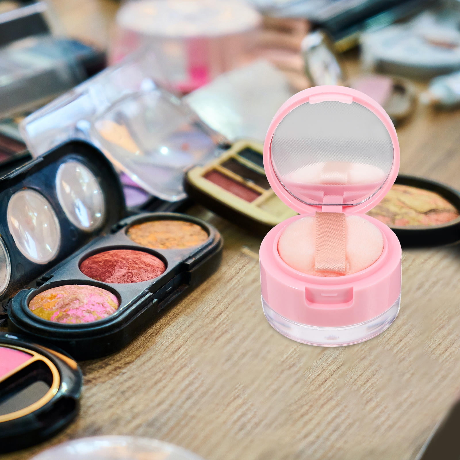 Beaupretty 2Sets Portable Pink Loose Powder Box Makeup Case Compact ...
