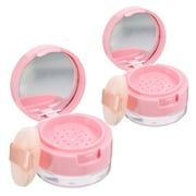 Beaupretty 2Sets Compact Pink Powder Makeup Case Portable Cosmetic Powder Box