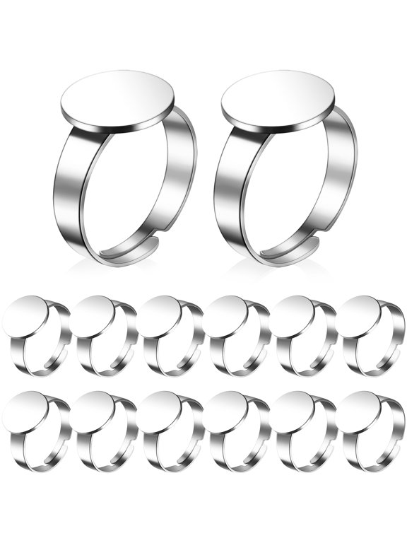 Adjustable Stainless Steel Ring Bases for DIY Jewellery and Resin Crafts 20Pcs