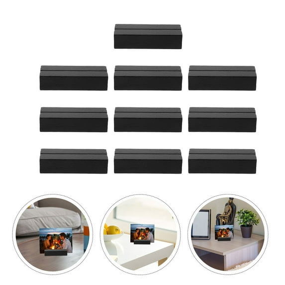 Beaupretty Wood Business Card Organizer Black for Home Office Table Decor 20Pcs