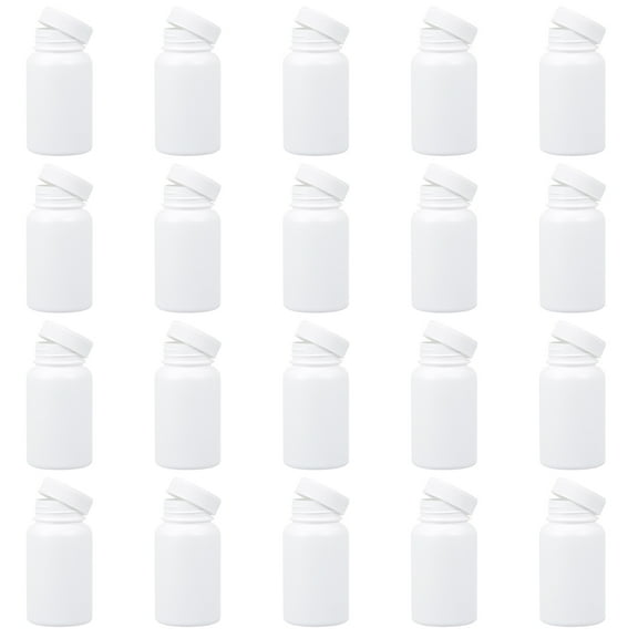 Beaupretty 20Pcs Portable White Pill Holder Plastic Pill Case with Spiral Lid for Travel Storage