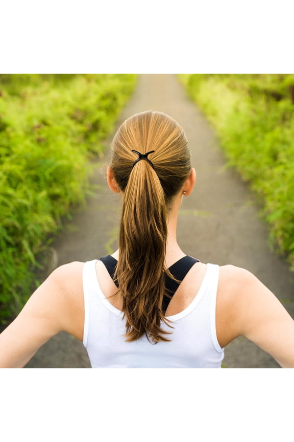 2Pack Black Hair Claw Ponytail Holder Simple Design for Women Resin Styling