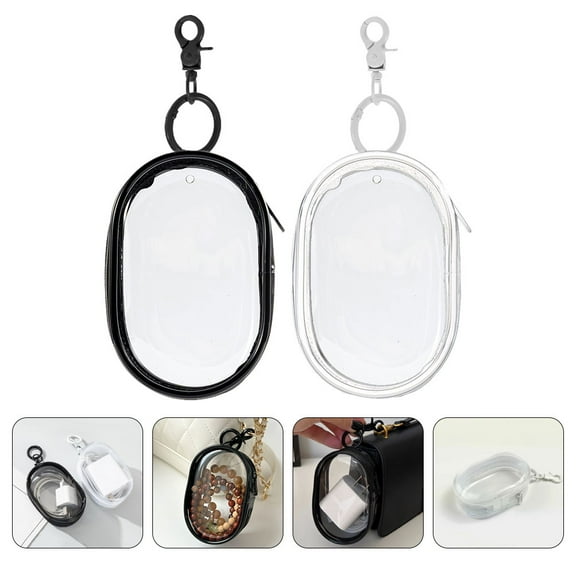 Beaupretty 2Pack Clear Pouch Keychain White for Storage of Earphone and Charging Cable