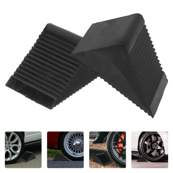 Beaupretty 2Pcs Non Slip Black Rubber Car Wheel Chocks Durable Tyre Stoppers for Parking