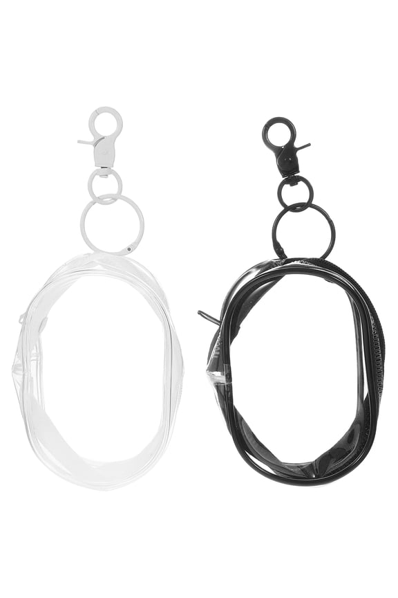 2Pcs Clear Display Pouch Keychain for Storing Accessories White PVC Rectangular