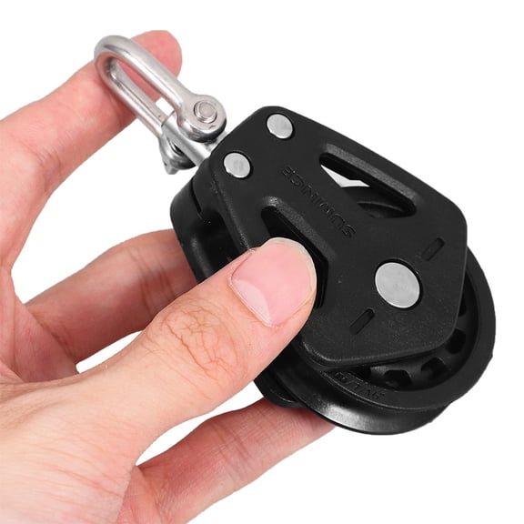 Beaupretty 2Pcs Black Nylon and Stainless Steel Double Pulley Block for Marine and Exercise