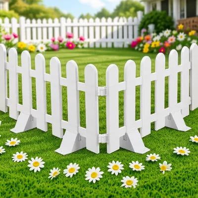 Beaupretty 2Pcs Weather Resistant White Plastic Garden Fence for Pathway and Yard Decoration