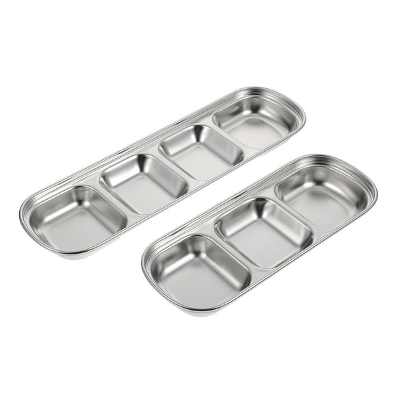 Beaupretty 2Pcs Pet Fodder Plate Rectangular Stainless Steel Dog Dishes for Small Dogs