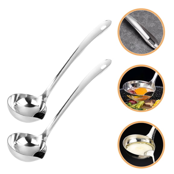 Beaupretty Efficient Stainless Steel Oil Skimmer Spoon for Clear Soup 2Pcs