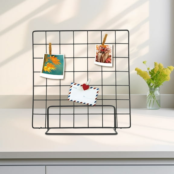 Beaupretty 2Pcs Black Wire Grid Display Organizer for Tabletop Photo Display and Versatile Presentations
