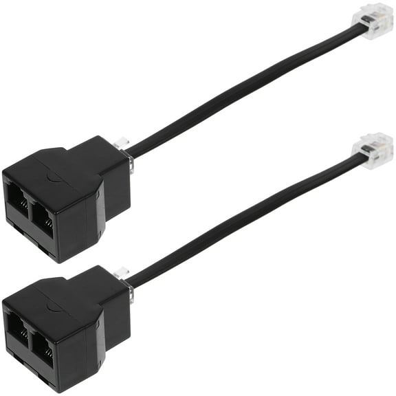 Beaupretty 2Pcs Phone Splitter for Landline with Rj11 Adapter Telephone Converter Black Detachable Design