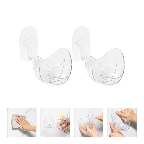 Beaupretty 2Pcs Makeup Sponge Holder White Wall Mounted Cosmetic Sponge Draining Shelf