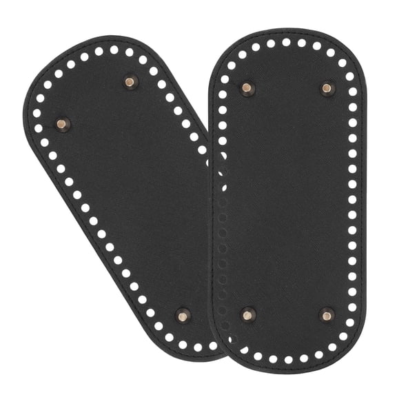 Beaupretty Weaving Bag Base Black PU for Decor Practical Handbag Shaper Pre-Drilled Holes 2Pcs