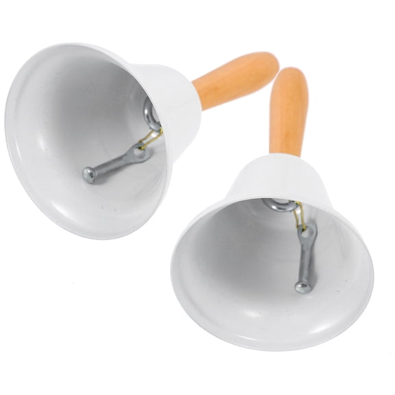 Beaupretty Table Bell for Home Handbell White Wood 2pcs 4.7x2.5in