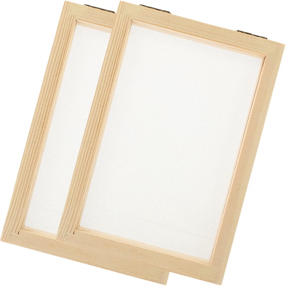 Beaupretty 2Pcs Khaki Wooden DIY Paper Making Frame with Durable Mesh Screen for Craft Projects