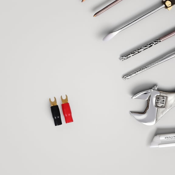 Beaupretty 3Pairs Assorted Color Crimp Fork Terminals 0 Gauge Copper Spade Connectors for Safe Wire Connection