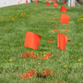 Beaupretty 30Pack Marking Flags Triangular Flags Orange Steel for Outdoor Use