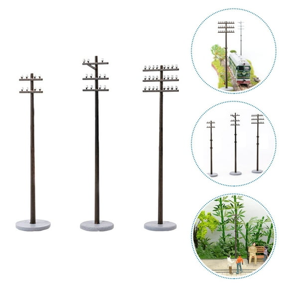 Beaupretty 3pcs Mini Telegraph Pole Black ABS for Collectors and Terrain Model Kit with DIY Material