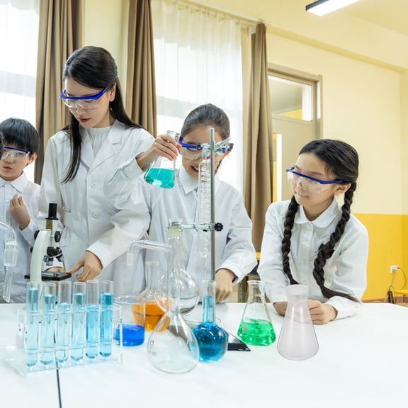 Beaupretty 3Pcs Transparent Plastic Erlenmeyer Flasks with Covers for Laboratory and Chemistry Storage