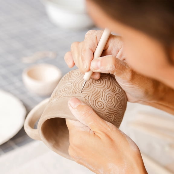 Beaupretty 3Pcs Clay and Paper Embossing Tools with Double Ended Wooden Handles