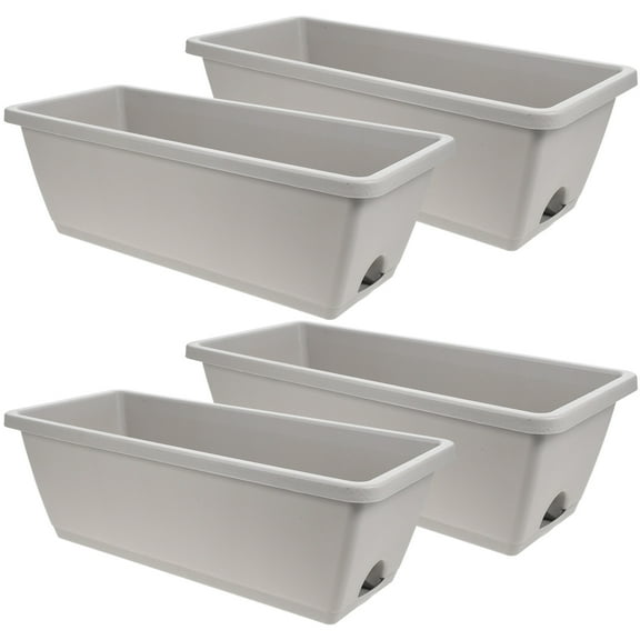 Beaupretty 4Sets Light Grey Windowsill Planter Box with Tray for Home Garden Use