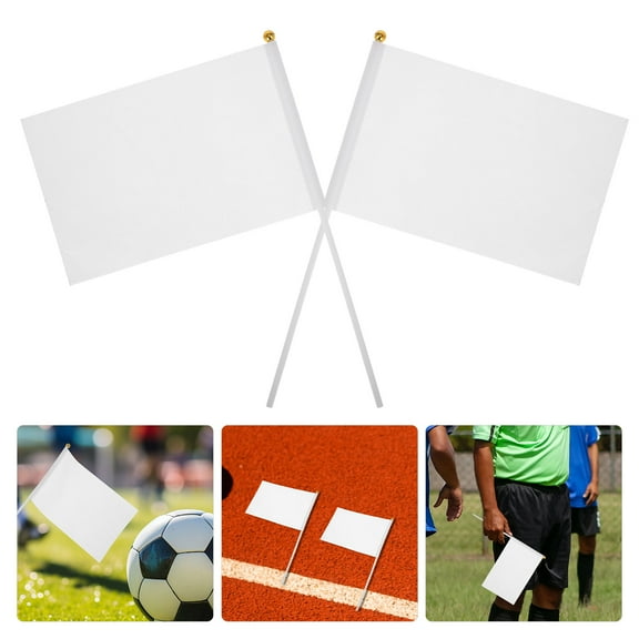 Beaupretty 48Pcs White Waving Flags with Poles for Football and Car Racing Fans