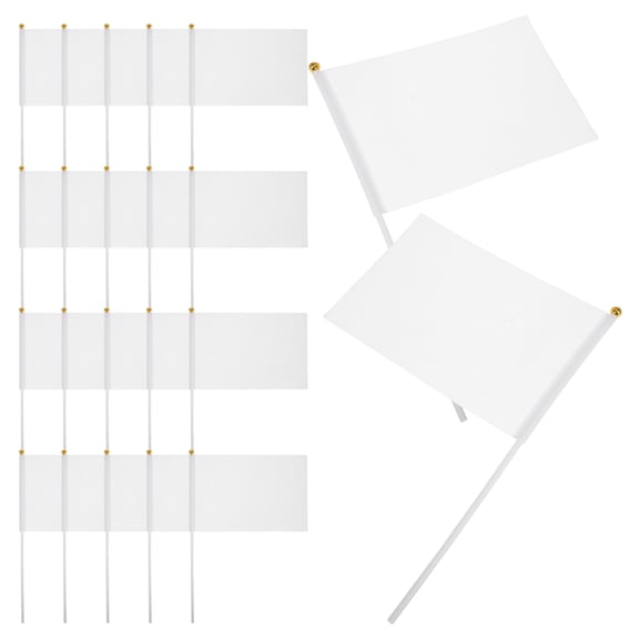 Beaupretty 48Pcs Durable Polyester White Commanding Referee Waving Flag for Sporting Events