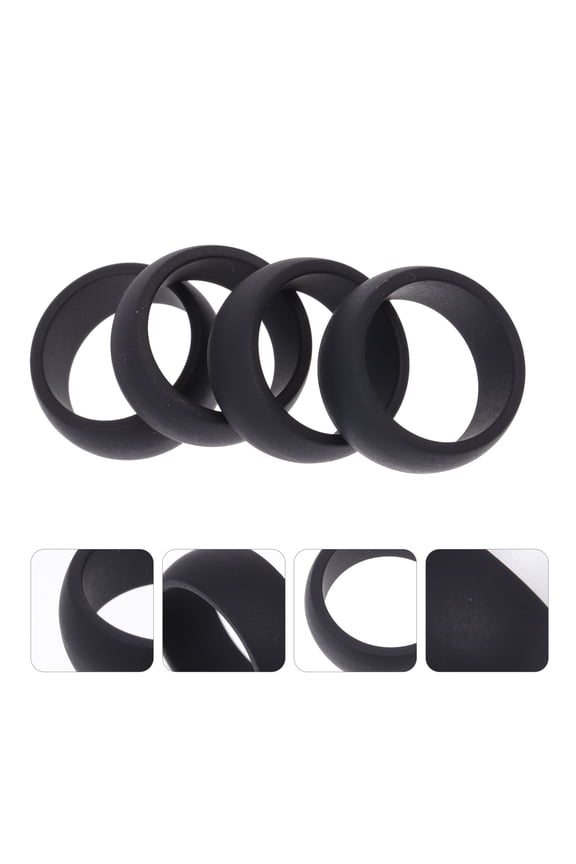 4PCS Black Silicone Ring Protective Finger Ring for Sports Enthusiasts Flexible for Weight Lifting