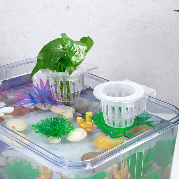 Beaupretty 4Pcs Aquarium Plant Pot with Root Friendly Holes Plastic Planter Cup for Aquatic Plants