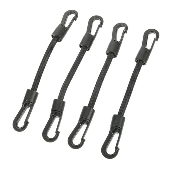 Beaupretty Outdoor Bungee Cords With Hooks Elastic Hook Straps Black 4Pcs