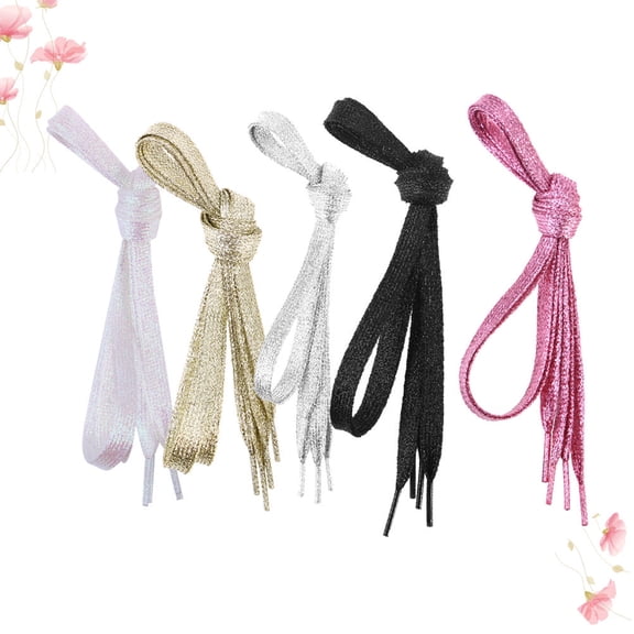 Beaupretty 5 Pairs Flat Shoe Strings White Stays Tied Casual Sneakers for Women