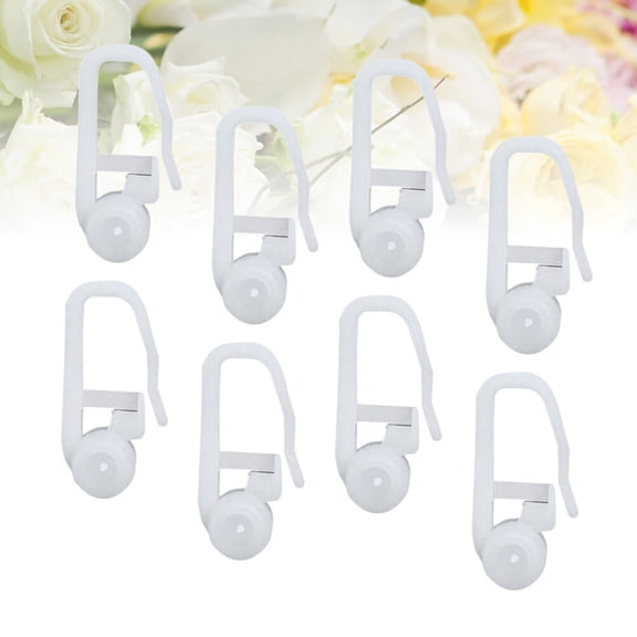 Beaupretty Bed Curtain Hooks White Universal Roller Smooth Movement 50Pcs