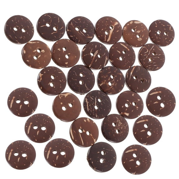 Beaupretty 50Pcs 15Mm Wooden Coconut Shell Buttons Brown 2 Holes for Sewing Projects