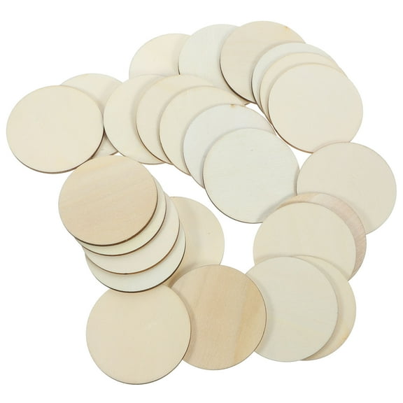 Beaupretty 50Pcs Small Round Wood Discs Smooth Natural Wood Slices for Embellishment